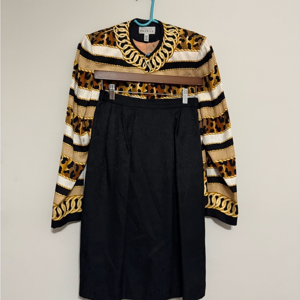 Adrianna Papell Black A-line Knee-length Skirt, 100%silk